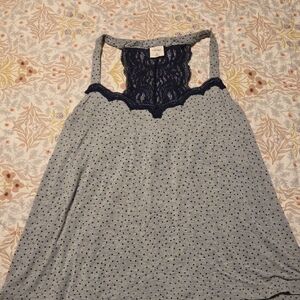 Soma Gray & Blue Lace Pajama Top